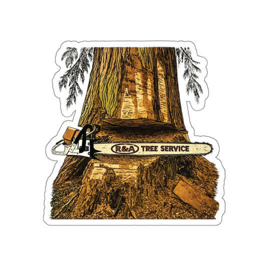 046 Saw in Stump Die-Cut Sticker — Vintage Logger Sticker