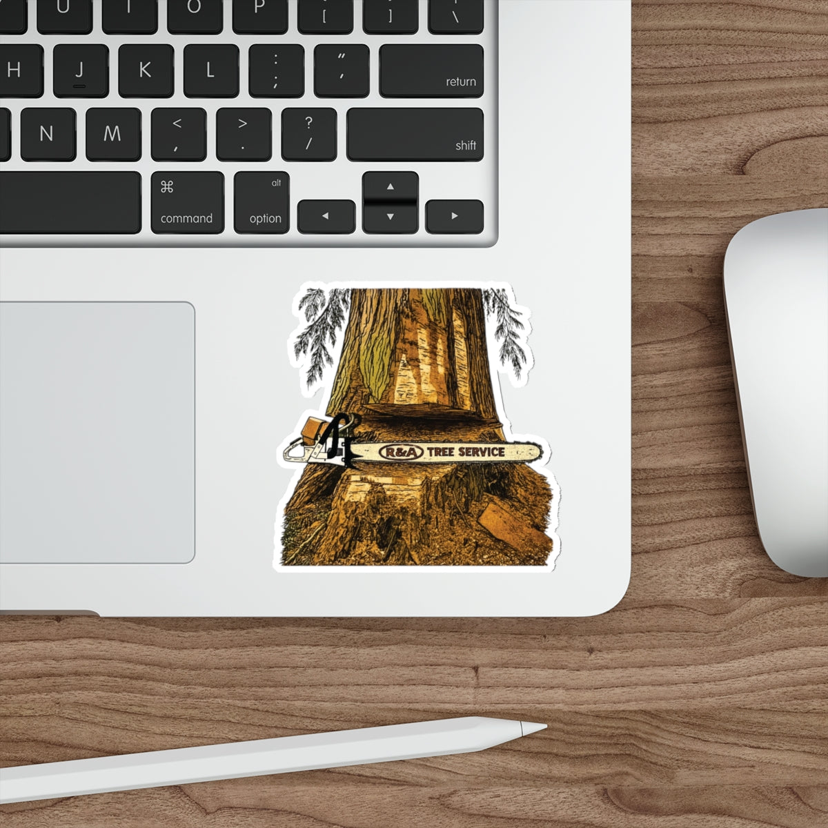 046 Saw in Stump Die-Cut Sticker — Vintage Logger Sticker