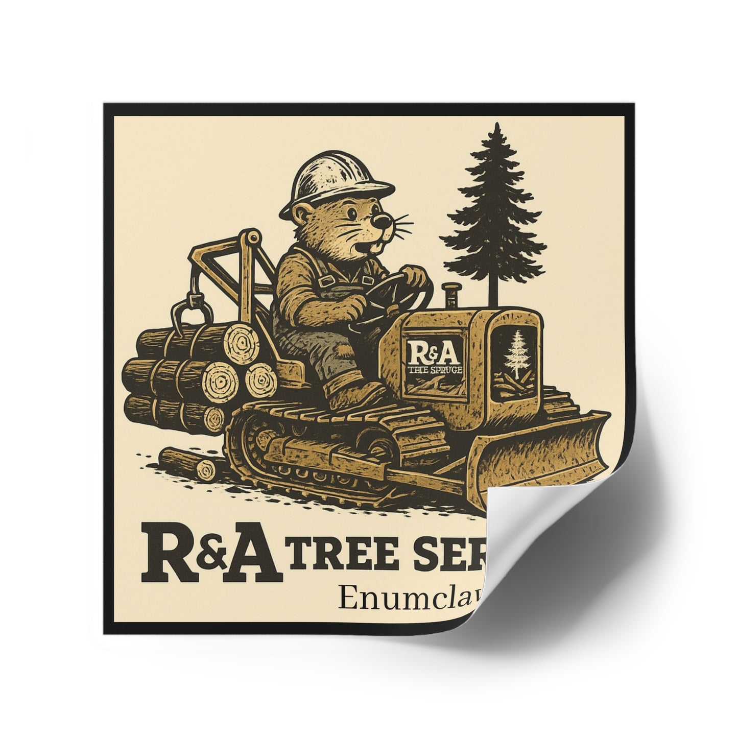 Beaver Skiddin' logs Sticker (R&A Tree Service) Enumclaw, WA.